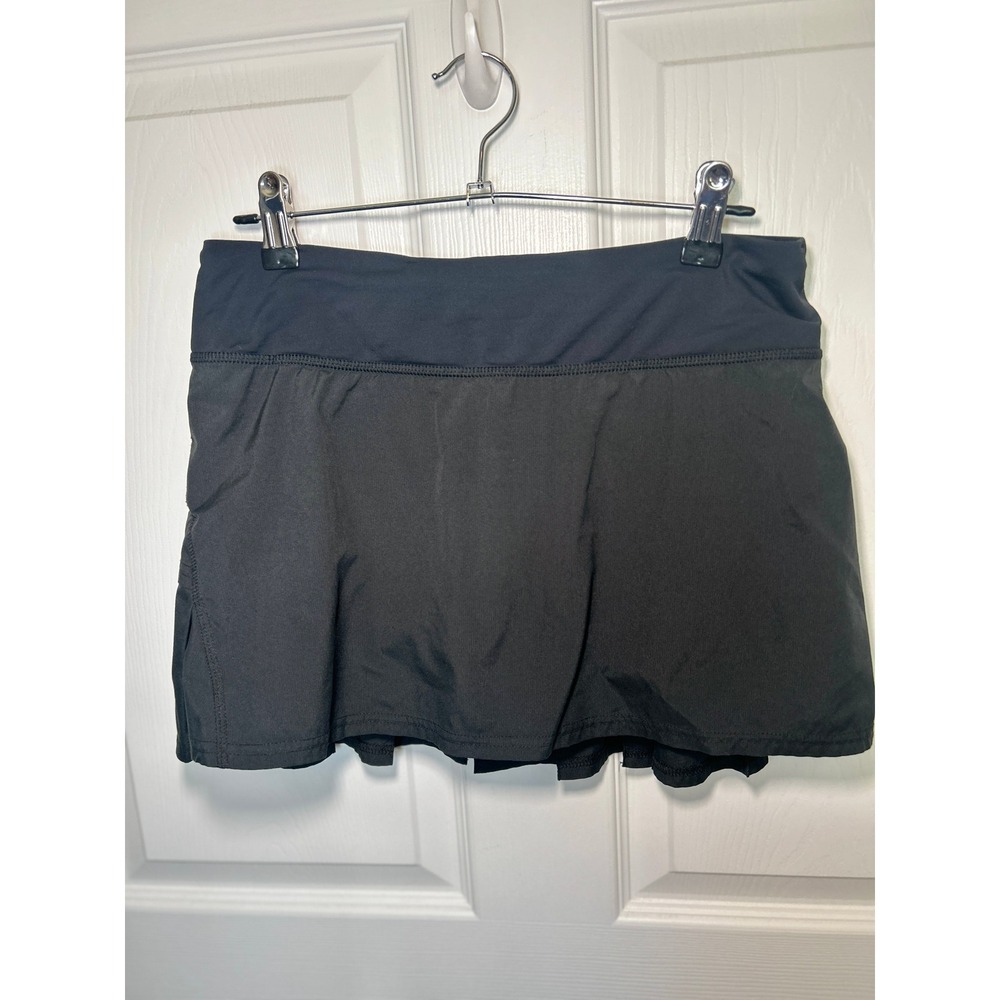 Lululemon Pace Setter Skirt 6 Black Ruffle Pleated Tennis Running Athletic Skort